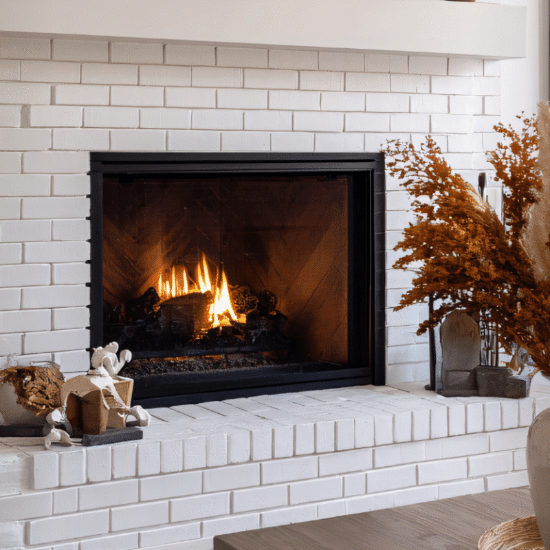 painted brick fireplace