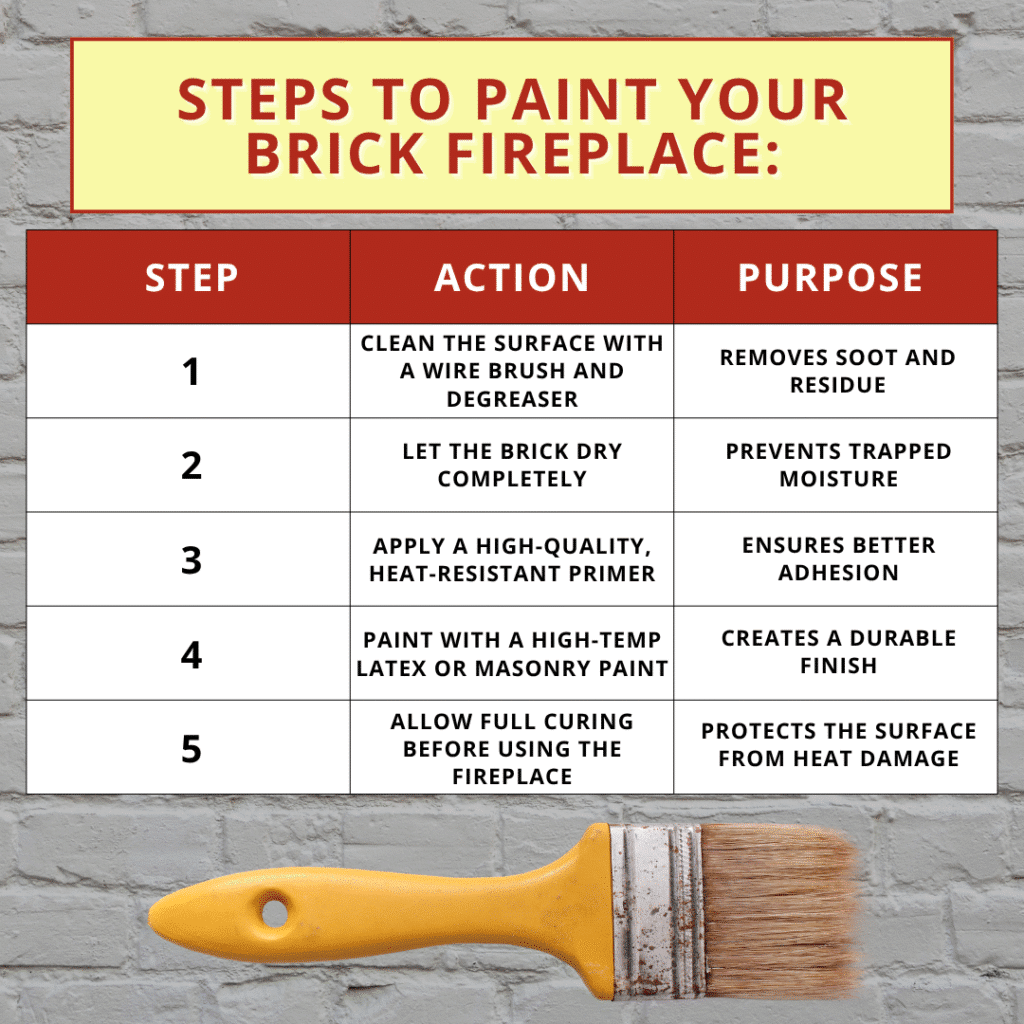 steps to paint your brick fireplace